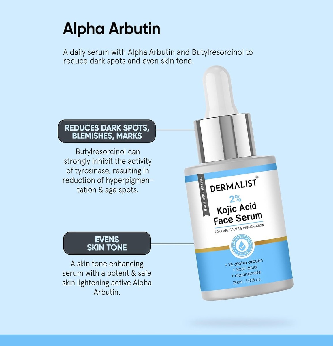 2% Kojic Acid Face Serum I With 1% Alpha Arbutin