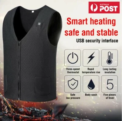 Electric Heated Vest Smart USB Winter Warm Jacket Men Women Heating Coat Clothes - Image 1 of 4