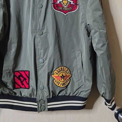 ALF unisex armi green chenille varsity jacket with patches size Medium NWOT. - Picture 3 of 8