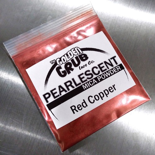 NEW 1 OZ. RED COPPER Shiny Metallic Pearlescent Mica Powder Fishing Plastisol liquid plastic colorant by Golden Grub for soft bait making