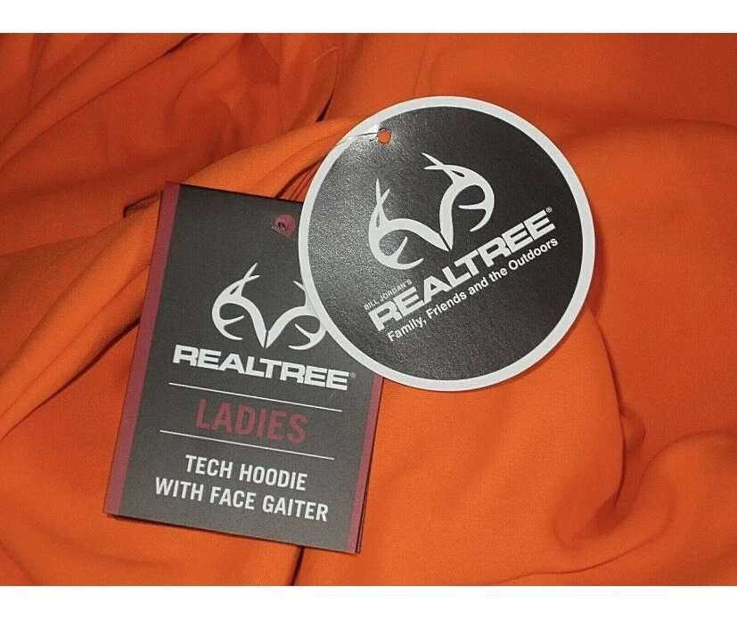 NWT Women's Realtree Orange Tech Hoodie, Face Gaiter, Scent Control, Wicking, S - Image 3 of 3