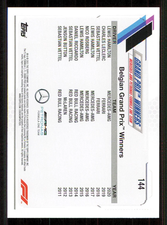 2021 Topps Formula 1 #144 Lewis Hamilton/Grand Prix Winner - Image 2 of 2