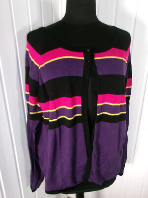 Top Pull Gilet PUNTO ROMA Noir Rayé Coloré Taille XL 42/44 - Occasion Très Bon état