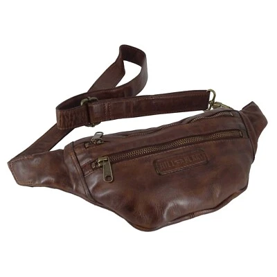 HILL BURRY Bauchtasche Tasche Hüfttasche Gürteltasche aus Leder Männer Damen Waschleder