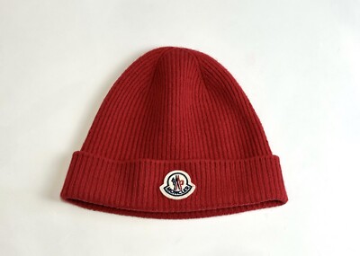 Moncler Beanie Hat men Red SZ SMALL wool Authentic luxury