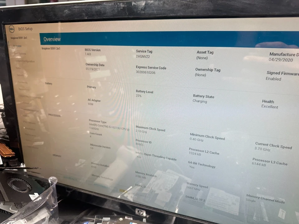 Batería Dell Inspiron 5591 5582 VM732 YRDD6 con cable -Excelente en Dell bios Foto 3 de 3