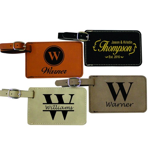 monogrammed leather luggage tags