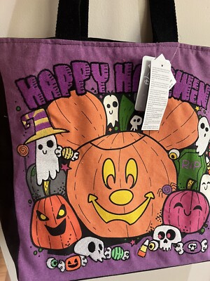 Disney Happy Halloween Mickey Mouse Pumpkin Ghost Tote Bag 2022 New with Tags