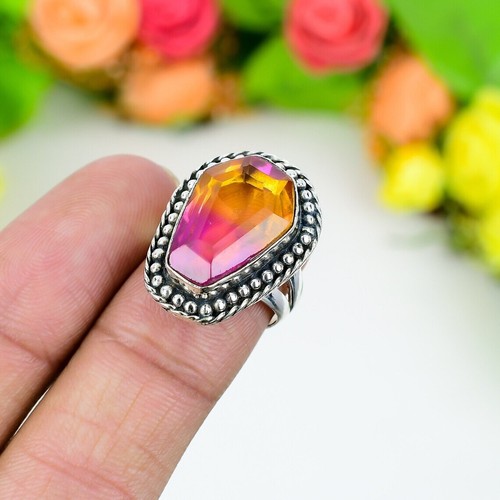 Bague Cocktail Colorée 'Margarita' - Résine Et Métal Argenté - Taille Réglable
