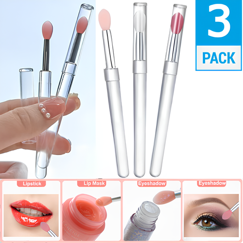 3PCS Reusable Retractable Silicone Lip Mask Applicator,Lip Brush, Lip Gloss Balm