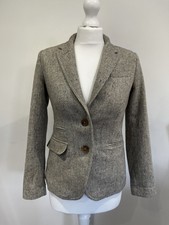Joules Women’s Portman Grey Coloured Fleck Tweed Wool Blazer Jacket Size 8