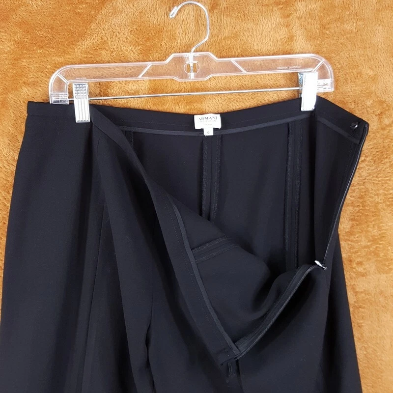 ARMANI COLLEZIONI Pants Womens Size 12 Black Wide Leg Single Pleat Trouser - Image 4 of 4