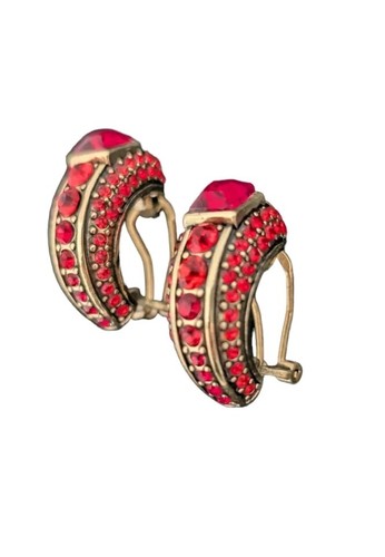 Heidi Daus "Ice Princess" Crystal Hoop Earrings-Light Siam-Pierced-NWT-$99.95 - Picture 3 of 5