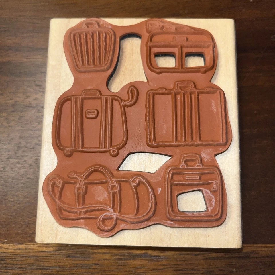 Suitcases Travel Wood Mounted Wood Mounted rubber stamp by Inkadinkado - Image 2 of 4