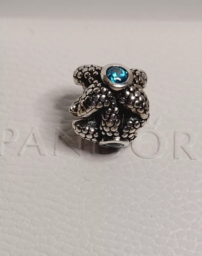 Authentic Pandora Silver Sea Star Turquoise Spinel Bead Charm Pendant 4Bracelet - Picture 2 of 22