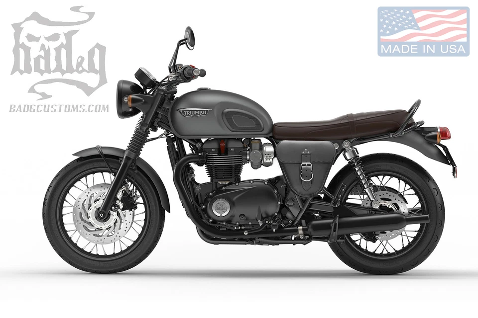 Bolso con cubierta lateral Triumph NEGRO cuero de vaca cuero de grano superior - TSB01 BAD&G personalizado Foto 3 de 4