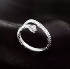 925 Sterling Silver Snake Open Adjustable Ring Women Girl Jewellery Love Gift UK