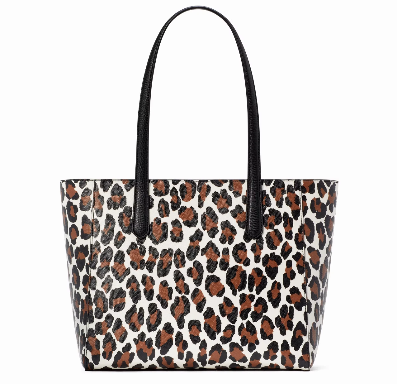 Nuova borsa media Kate Spade Staci maculata leopardo saffiano naturale multi