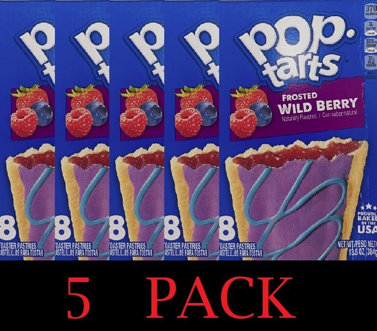 5x Kellogg's Pop Tarts FROSTED WILD BERRY Toaster Pastries 8 Count
