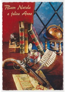 Vintage Immagini Natalizie Antiche.Natale Foto Cartolina Augurale Vintage Anni 70 Libri Antichi Calamaio Mappamondo Ebay