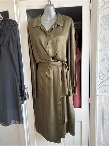Reiss Katie Dress Shirt Style Olive Green Size 12 To 14