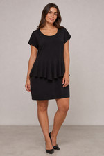 ASOS Curve Dress Womens Plus 18 Black Viscose Peplum Waist Button at Nape