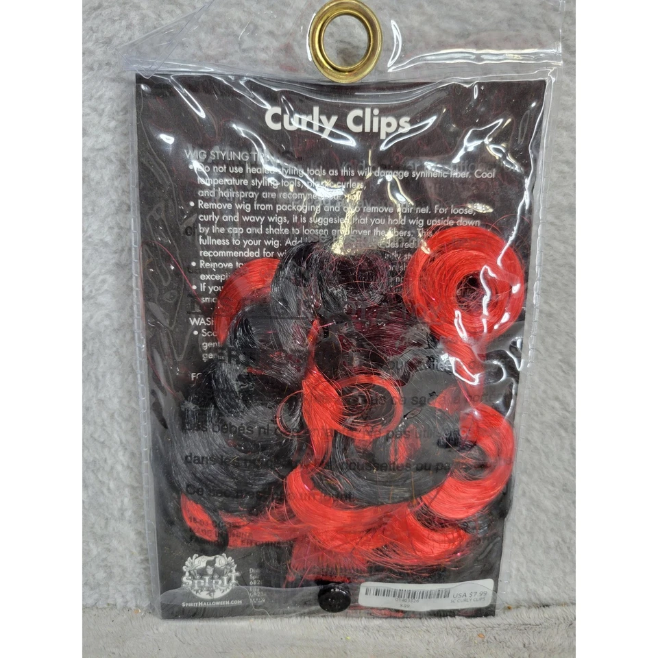 Spirit Halloween Rojo Negro Clips Rizados Payaso Disfraz Cabello Juegos con disfraces Accesorio Foto 2 de 2