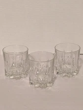 (SET OF 3) Crown Royal Diamond Cut Embosed *MADE IN ITALY* Whiskey Rocks Glasses