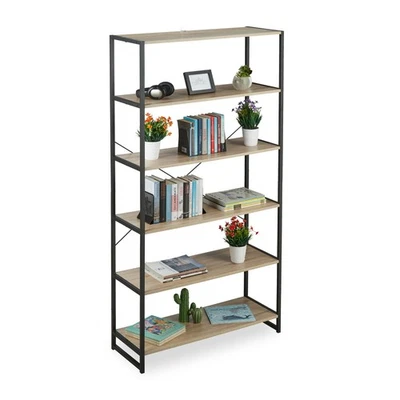 Standregal Bücherregal Industrial Regal 6 Fächer Wandmontage Offenes Regal - Bild 1 von 4