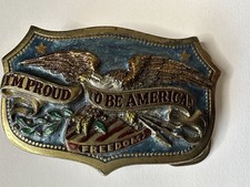 Proud to be an American USA Eagle Vtg Great American Belt Buckle SN1459