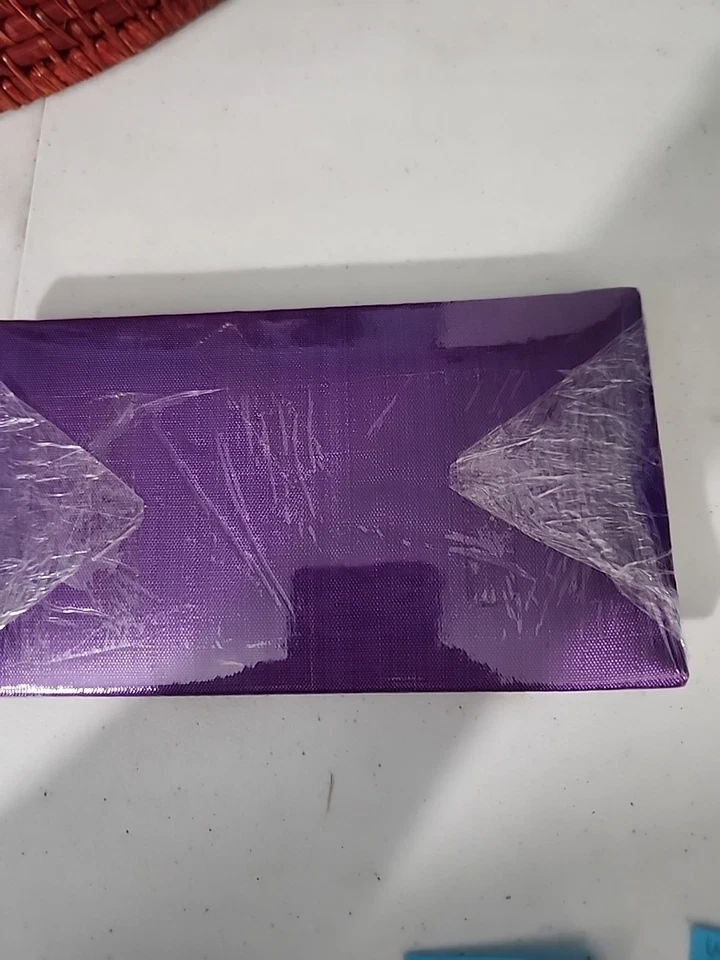 Cartera clutch de seda tailandesa para mujer púrpura hecha a mano pintada a mano Foto 3 de 3