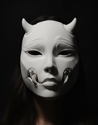 Premium Articulated Kuchisake-onna Mask | Moving Jaw Japanese Urban Legend