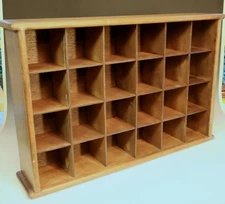 Vintage Wooden Cubby Shelf Cabinet Keepsake Mid Century 24 Slots Large 20x31x6"