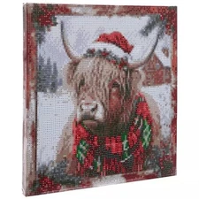 Christmas Highland Cow Canvas Craft Diamond Painting Kit NIP 2025