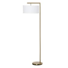 Image of Floor Lamp, Modern Standing Light with Linen Lampshade, Round Base for Living Ro
