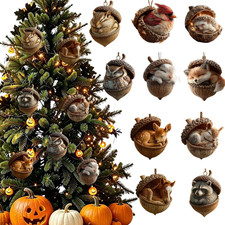 Fall Animal Acorn Ornaments Flat Acrylic Hanging Decoration 10 Pcs