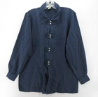 VINTAGE Anne Carson Top Women Medium Blue Navy Pure Silk Blouse Career Office