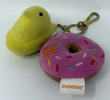 Dunkin’ Donuts Strawberry Frosted Peeps Chick Key Chain Ring Plush Stuffed READ