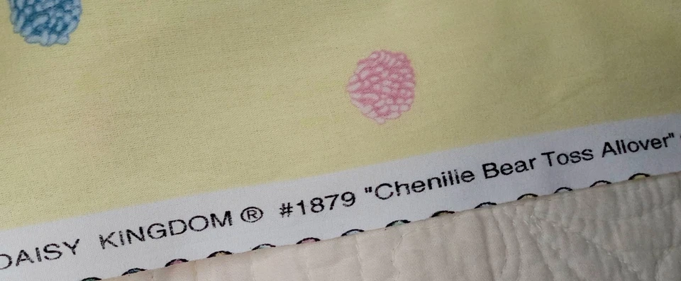 Vintage Daisy Kingdom Chenille Bear Toss Springs Yellow Cotton  Fabric 45"54" - Image 3 of 4