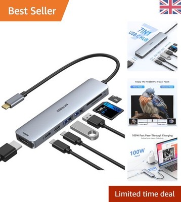 Kompakter 7-in-1 USB C Hub mit 4K HDMI & SD-Reader - Perfekt für Profis