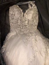 Morilee Madeline Gardner Ball Gown Wedding Dress White Lace Size 10