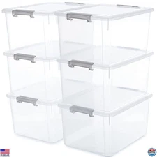 Citylife 6 Packs 32 QT Plastic Storage Bins with Lids Large Stackable Storage