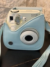 Fujifilm Instax Mini 7S Instant Camera Ivory w/ Pastel Blue Case Tested Works