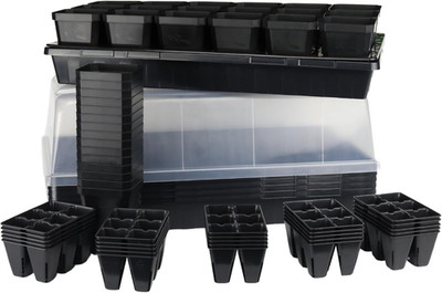 Ultimate Seed Starter Kit in Black with Humidity Domes for Indoor Seed Starting,