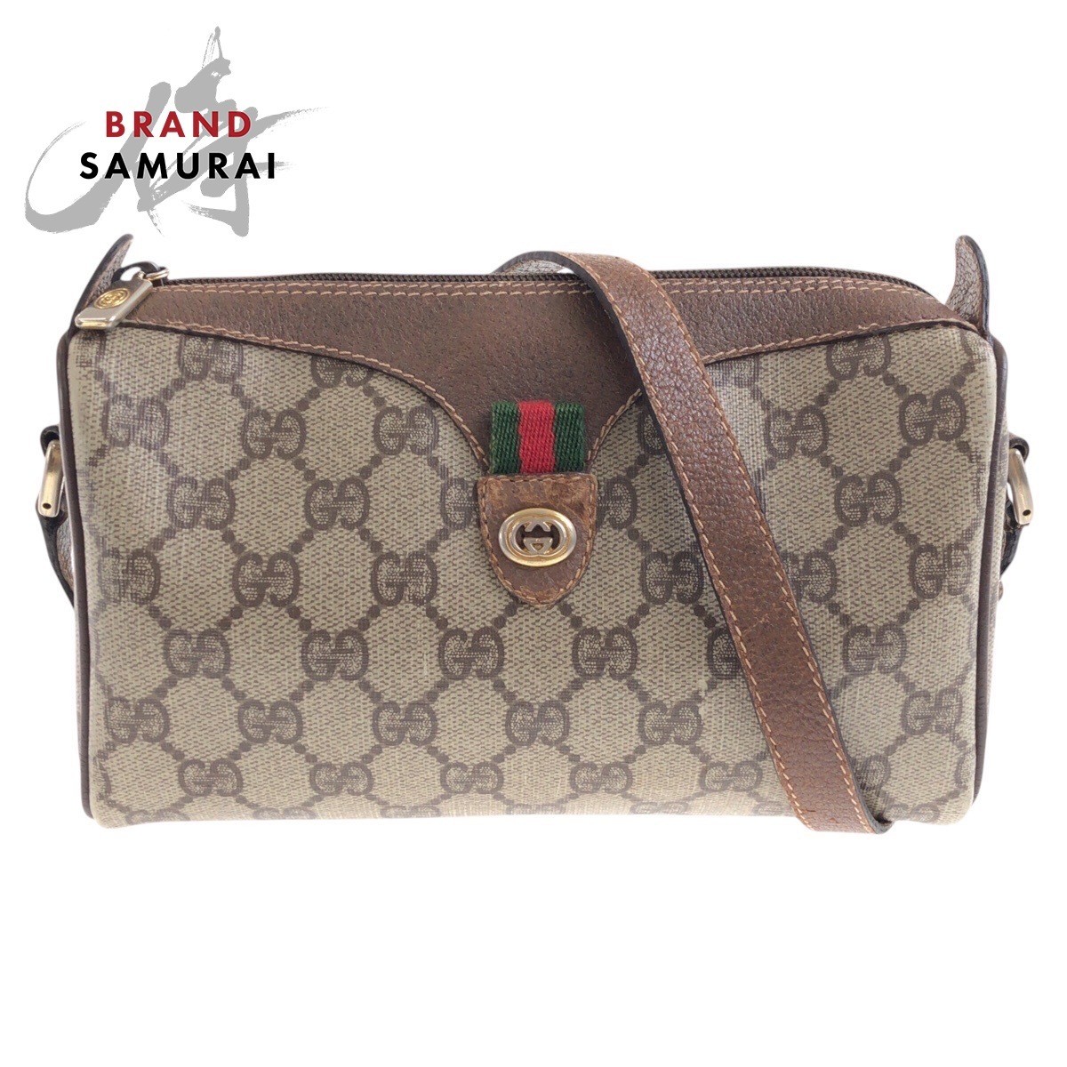 GUCCI Vintage Sherry line Beige Brown GG Supreme canvas 001 904 2018 shoulder ba