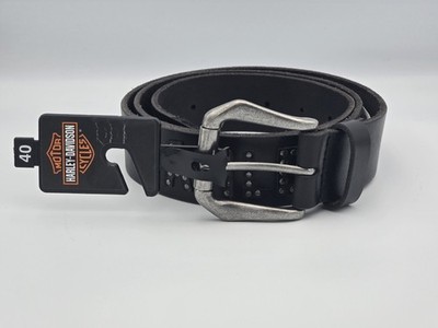 Harley Davidson Rivet Logo Belt Size 40 Black Leather  display picture 3