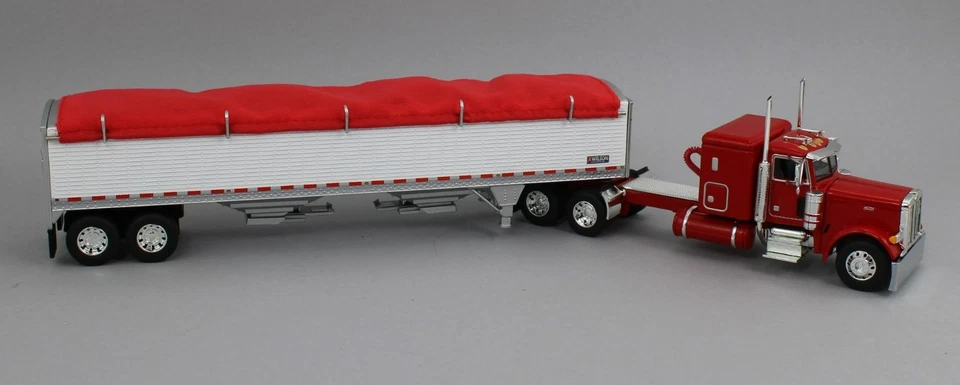 1:64 DCP *RED* Peterbilt 379 48" Flattop & Wilson Grain Trailer NIB - Image 3 of 4