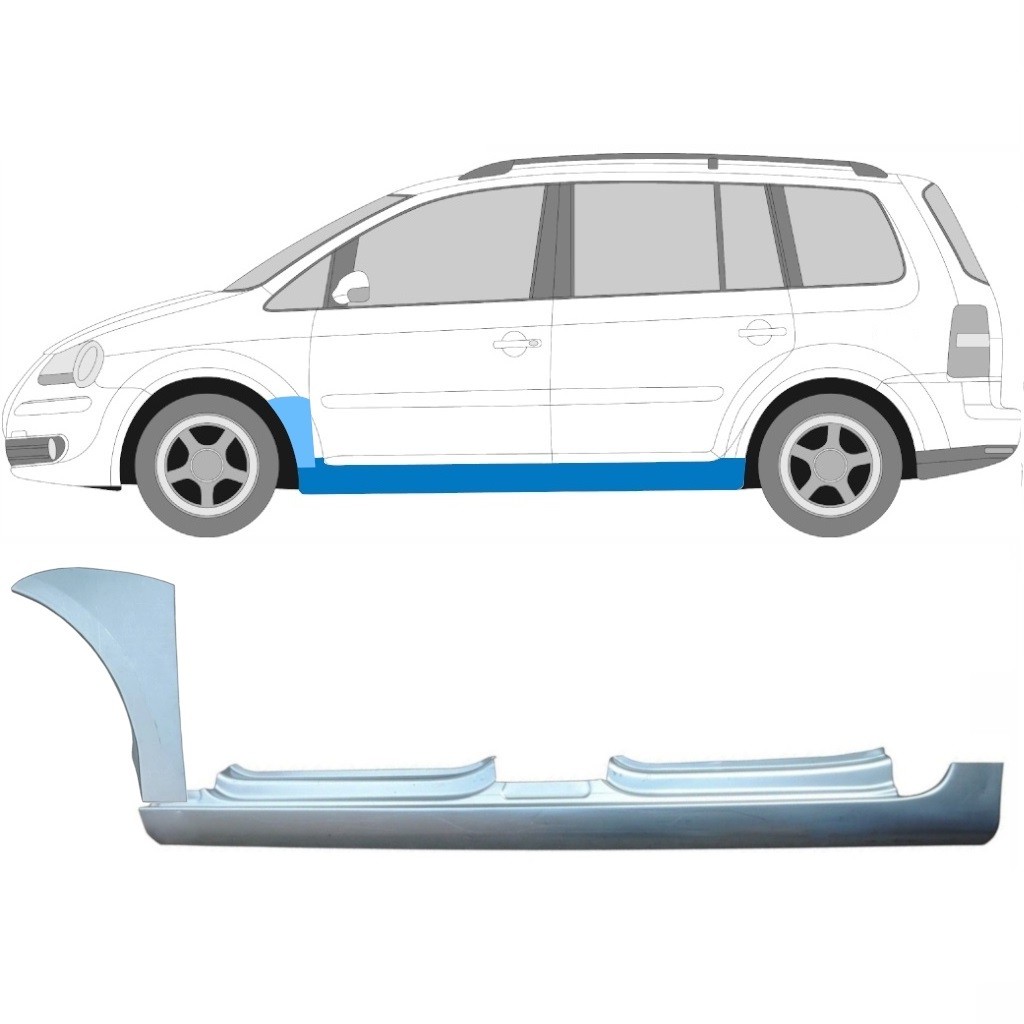 Full sill and front wing repair panel for Volkswagen Touran 2003-2010 / Left