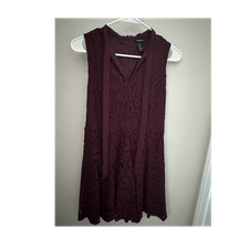 FOREVER 21 Burgundy Lace A-Line Dress V-Neck Sleeveless Short Floral M