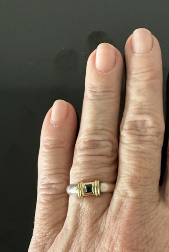 Tiffany & Co. .925 Sterling 14K Gold Sapphire ‘Back to Glamour’ Ring Size 5.5 - Picture 2 of 3